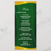 Menu de dîner de mariage simple élégant vert émera (Devant)