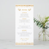 Menu de dîner de mariage sur le thème de l'or indi (Debout devant)