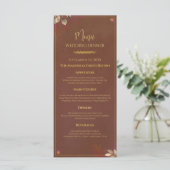 Menu de dîner de mariage Terracotta rustique et or (Debout devant)
