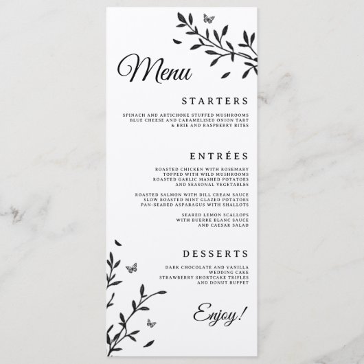 Menu de dîner de mariage Woodland Charm (Devant)