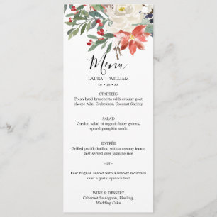 Menu de dîner de Noël aux baies de houx d'hiver et