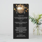 Menu de dîner de Noël avec bauble or noir de fête (Debout devant)