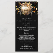 Menu de dîner de Noël avec bauble or noir de fête (Devant)