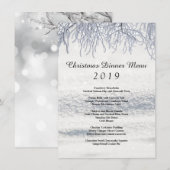 Menu de dîner de Noël Branches d'hiver (Devant / Derrière)