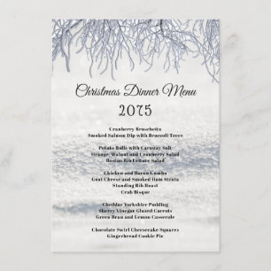 Menu de dîner de Noël Branches d'hiver
