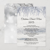 Menu de dîner de Noël Branches d'hiver (Devant / Derrière)