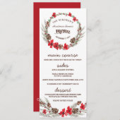 Menu de dîner de Noël Couronne Florale (Devant / Derrière)