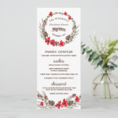 Menu de dîner de Noël Couronne Florale Fêtes (Debout devant)