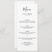Menu de dîner de Noël de mariage de calligraphie m (Devant / Derrière)