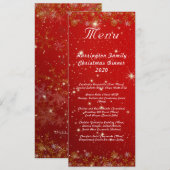 Menu de dîner de Noël en flocons de neige dorés ro (Devant / Derrière)
