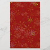 Menu de dîner de Noël Flocons de neige dorés rouge (Dos)