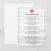 Menu de dîner de réception de mariage à grain de b (Devant / Derrière)