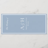 Menu de dîner de réception de mariage bleu élégant (Dos)