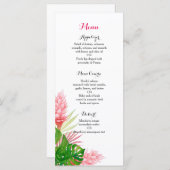 Menu de dîner de réception de mariage de fleurs tr (Devant / Derrière)