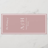 Menu de dîner de réception de mariage joli rose bl (Dos)