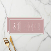 Menu de dîner de réception de mariage joli rose bl