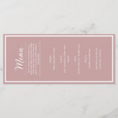 Menu de dîner de réception de mariage joli rose bl (Devant)