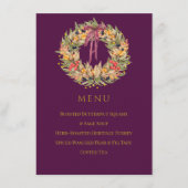 Menu de dîner de Thanksgiving botanique prune vint (Devant)
