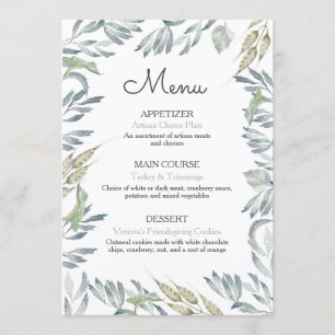 Menu de dîner de Thanksgiving rustique Friendsgivi