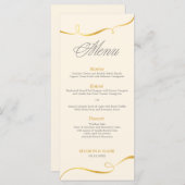 Menu de dîner élégant avec tourbillon doré | Coule (Devant / Derrière)
