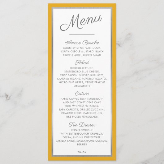 MENU DE DINER ÉLÉGANT réception moderne gris mouta (Devant)