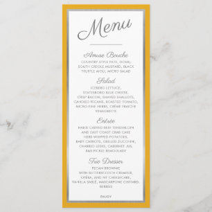 MENU DE DINER ÉLÉGANT réception moderne gris mouta