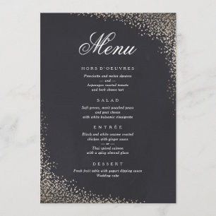 Menu de dîner en faux papier métallisé confetti