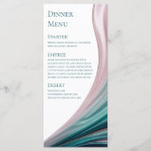 Menu de dîner et de bar de mariage en soie sarcell (Devant)