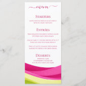 Menu de dîner et de bar de mariage Fuchsia et vert (Devant)
