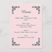 Menu de dîner floral rose pâle et gris ardoise (Devant)