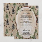 Menu de dîner Rustique Kraft Papier Forêt hivernal (Devant / Derrière)
