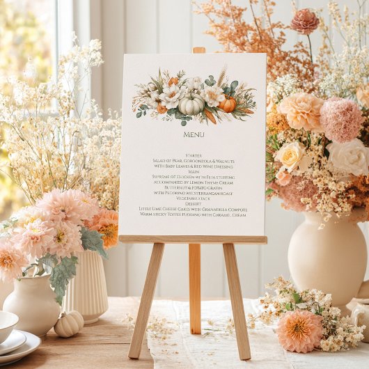 Menu de disposition florale boho automne