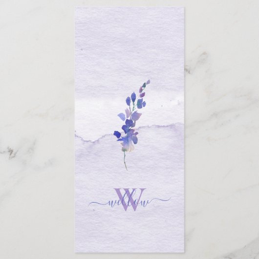 Menu de douche à l'aquarelle violette Floral (Dos)