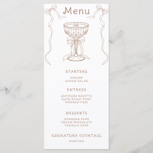 Menu de douche de mariée au Martini Espresso (Devant)