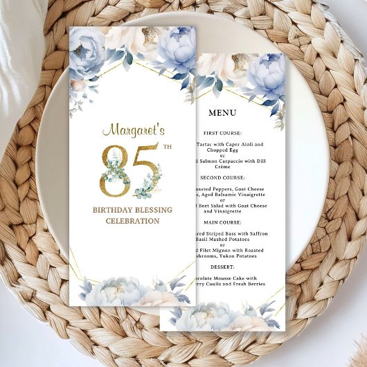 Menu de fête d'anniversaire 85 ans