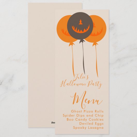 Menu de fête d'anniversaire avec ballons rétro Hal (Devant / Derrière)