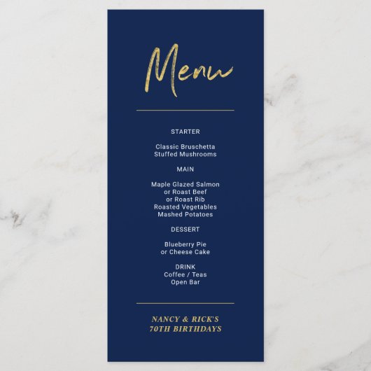 Menu de fête d'anniversaire avec lettrage moderne (Devant)