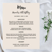 Menu de fête d'anniversaire beige