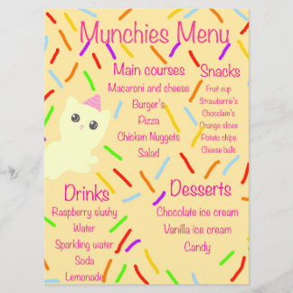 Menu de fête d'anniversaire Caticorn