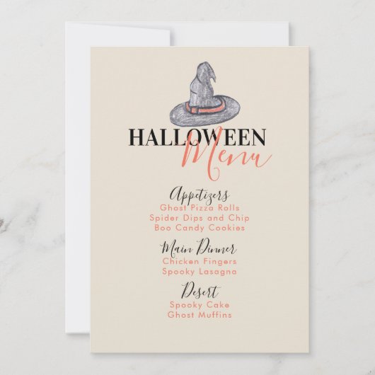 Menu de fête d'anniversaire Chapeau de Sorcière d' (Devant)