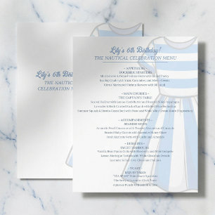 Menu de fête d'anniversaire de marin Cabane Nautiq
