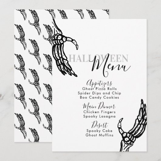 Menu de fête d'anniversaire d'Halloween avec des m (Devant / Derrière)