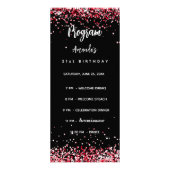 Menu de fête d'anniversaire Programme noir rouge (Devant)