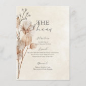 Menu de Fête de Mariage Floral Marron (Devant)