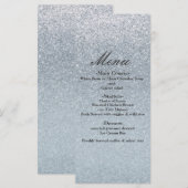 Menu de fête de mariage pailleté argent de conte d (Devant / Derrière)