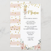 Menu de Fête des mariées de soie Rose doré et rose (Devant / Derrière)