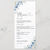 Menu de Fête des mariées d'ivoire bleu outreteux (Devant)