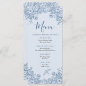 Menu de Fête des mariées Dusty Blue Chinoiserie (Devant / Derrière)