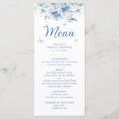 Menu de Fête des mariées Florale bleu et blanc chi (Devant)