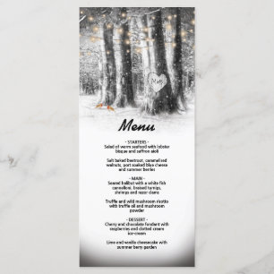 Menu de fête d'hiver rustique avec arbre et guirla